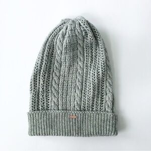 FREE PEOPLE Gray Slouchy Mixed Cable Knit Beanie Hat